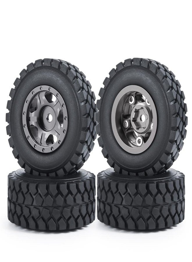 عجلات وإطارات WEFEINO RC Beadlock، 4 قطع، إطارات زاحفة صغيرة مقاس 1.0 بوصة لسيارة Axial SCX24 90081 Deadbolt 1/24 RC Crawler (تيتانيوم، 50 مم) - Image 1